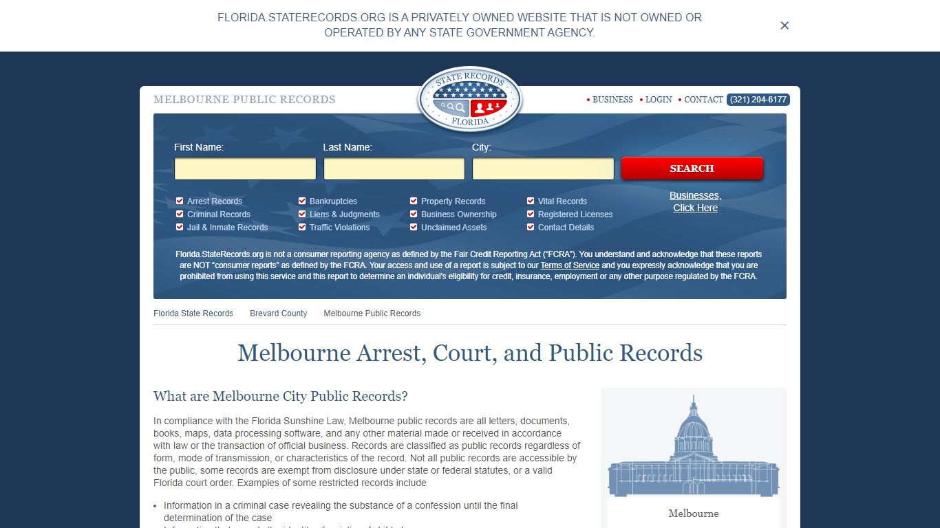 Melbourne Arrest and Public Records | Florida.StateRecords.org