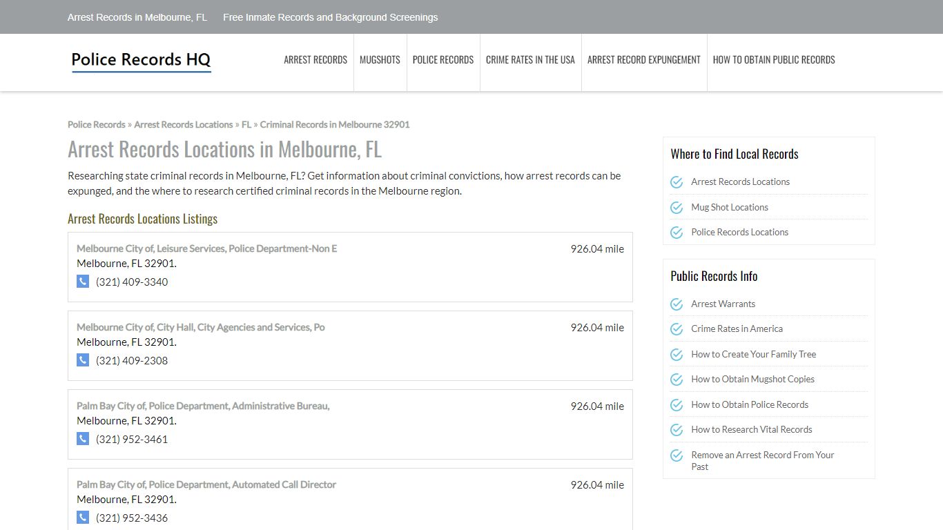 Arrest Records in Melbourne, FL - Free Inmate Records and Background ...